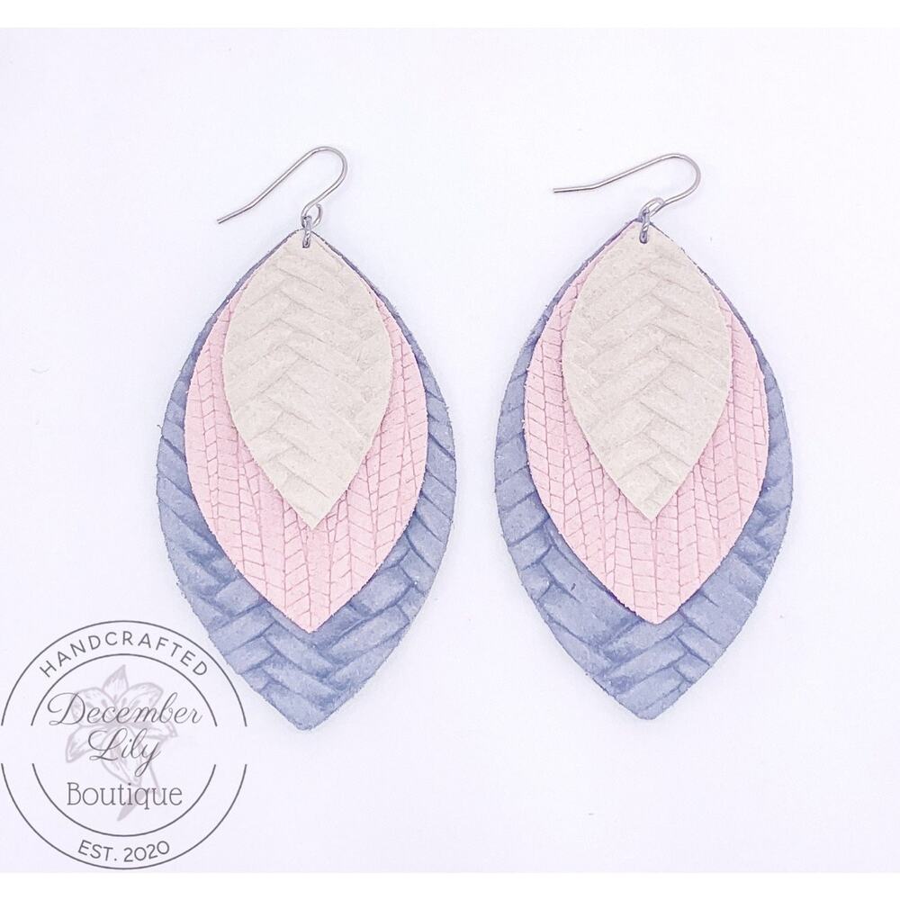 Classy Triple Petal Genuine Leather Earring